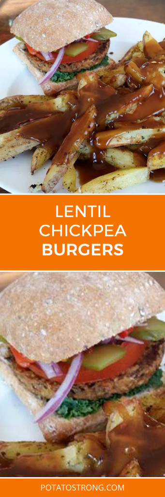 Lentil chickpea burger no oil vegan