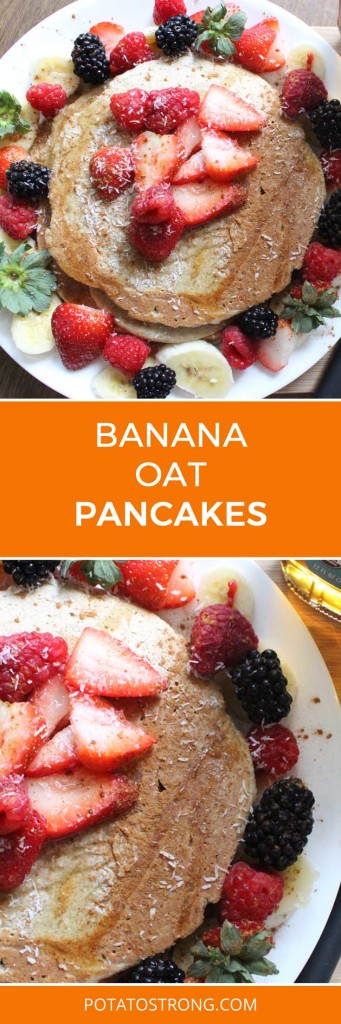 Banana oat pancakes no oil vegan